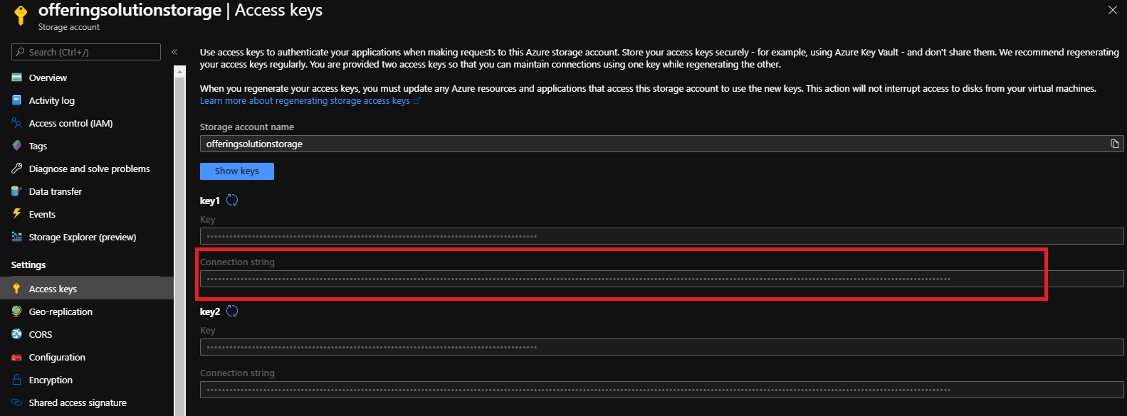 Azure Storage Account Connection String
