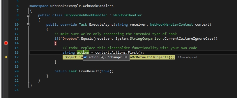 WebHooks with ASP.NET on Azure - DropBox and GitHub