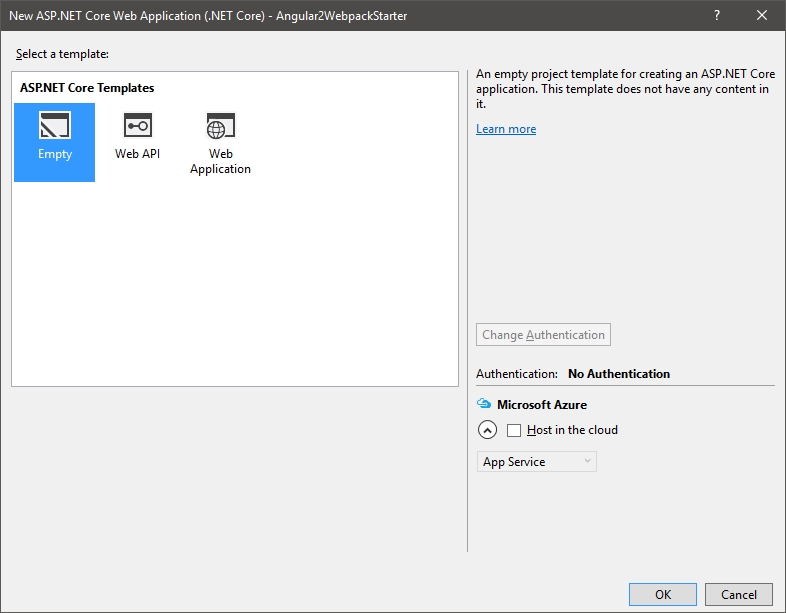 How to set up Angular 2 and Webpack in Visual Studio with ASP.NET Core