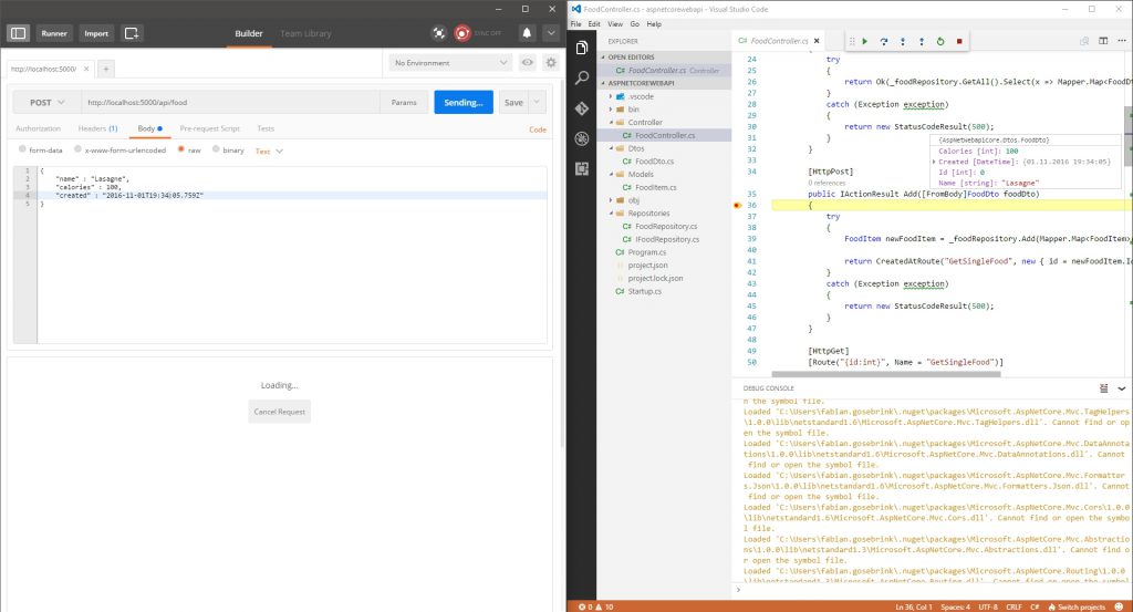Build and debug a WebAPI with the Dotnet CLI and VSCode